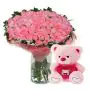 its like you...a very cute looking arrangement of 50 pink roses with a cute pink teddy can be the best gift ... dont miss it