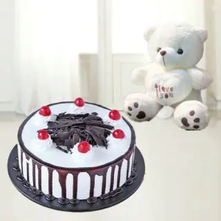  chocolate fantasy cake with 6 inch white colour teddy bear