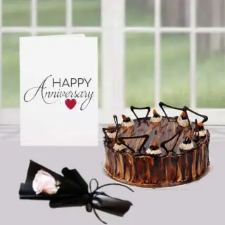 1 kg irish coffee cake, single white rose, anniversary Greeting card 