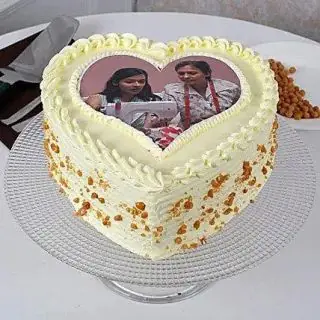 heart shape butterscotch photo cake 