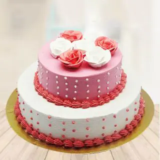 2 kg designer 2 storey cake in strawberry flavour 