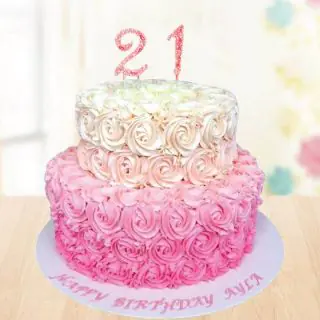 2 tier strawberry vanilla floral cake in 2 kg 