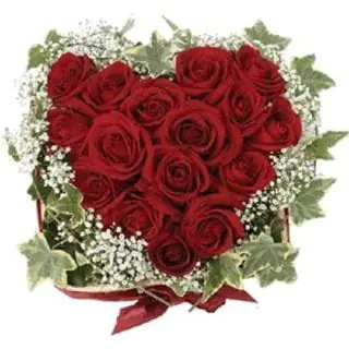 30 red roses heart shape arrangement