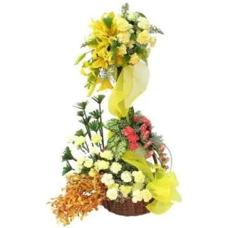 4 feet height exotic Arrangement of lilies,orchids