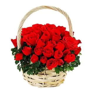 Basket of 20 red roses set