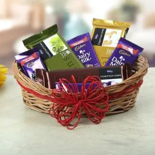 Basket of 3 temptations chocolate, 3 dairy milk chocolates