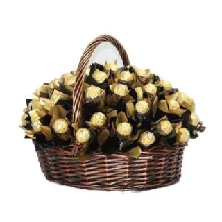 Beautiful basket of 48 pc rocher ferrero chocolates 