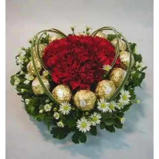 Ferrero rocher in heart basket