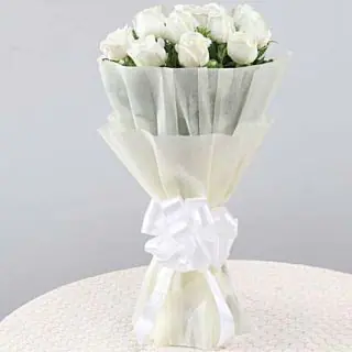 set of Bunch of 12 white  roses 