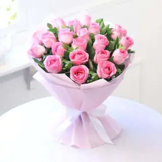 Bunch of 20 pink beautiful roses 