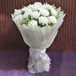 Bunch of 20 white carnations 