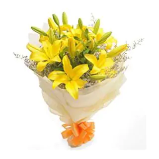 bunch of 5 yellow lilies 