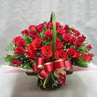 50 roses in basket