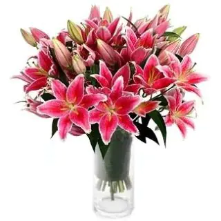 Vase arrangement of 10 pink asiatic lilies 