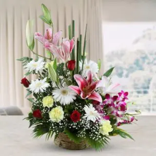 Beautiful Exotic Arrangement of lilies, orchids, carnations, roses and gerberas