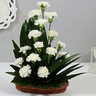 Arrangement of 20 White carnations