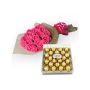 15 pink roses bunch with 24 pcs ferrero rocher