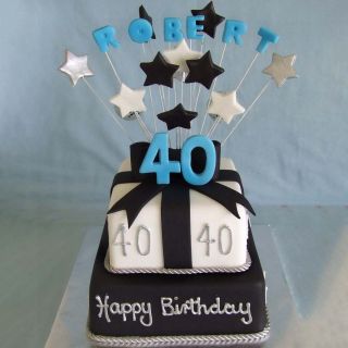 2 storey Birthday fondant cake in 2.5 kg with stars topping 