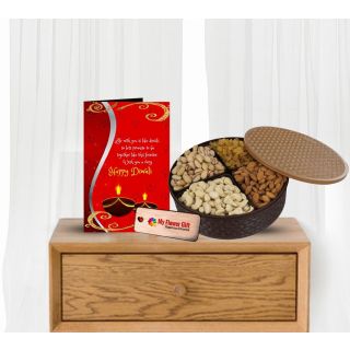 Assorted Dry Fruits with Diwali greeting card