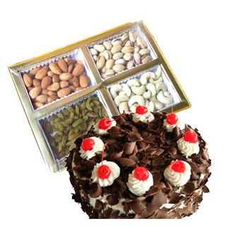 1 kg black forest cake with 1 kg assorted dry fruits