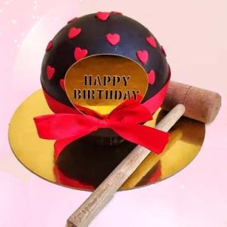 1 kg chocolate pinata cake with fondant heart topping 