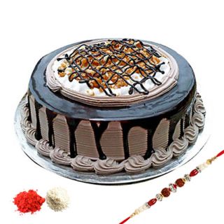 1 kg chocolate walnut premium quality cake with 1 rakhi and roli chawal