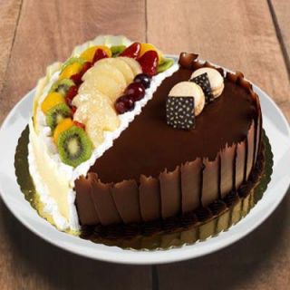  heart shape choco vanilla Designer fruit birthdaycake 