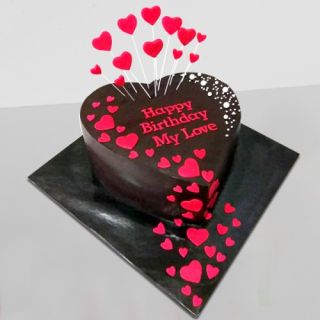 heart shape chocolate fondant designer theme cake