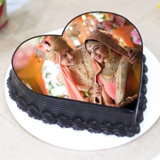 heart shape chocolate photo cake