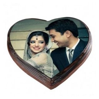 heart shape chocolate truffle photo cake 