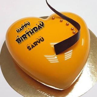 heart shape mango cake 