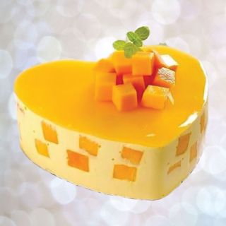 heart shape premium quality mango cool cake 