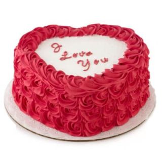 heart shape red roses floral topping cake with vanilla flavor