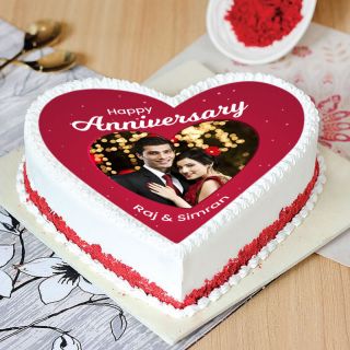 heart shape Red velvet photo cake 
