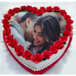 Heart shape red velvet premium quality photo cake 