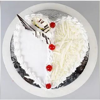 heart shape white forest cake 