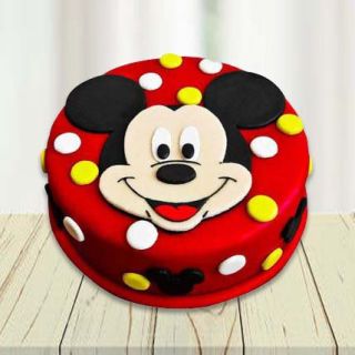 Mickey mouse fondant cake in red velvet flavour 