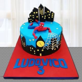  Spiderman fondant cake in chocolate truffle flavour 