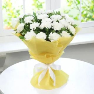 Bunch of 20 white carnations