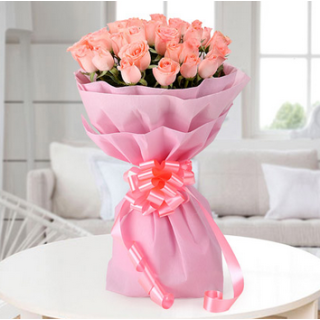 bunch of 25 pink roses