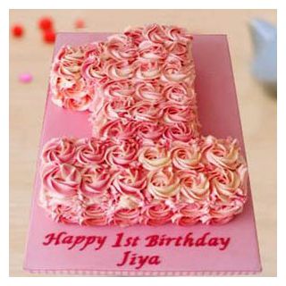 2 kg 1 shape numeric cake with floral topping 