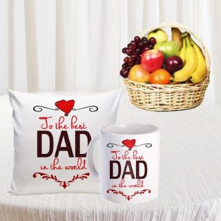 2 kg assorted seasonal fruit basket with photo mug and photo cushion 