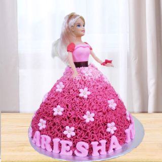 Barbie Theme cake in raspberry flavour 