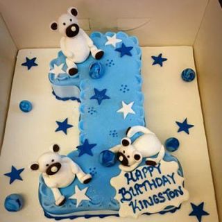 2 kg Numeric shape cake with teddy bear theme 