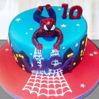 spiderman fondant theme cake in butterscotch flavour 