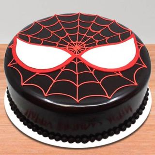 Spiderman theme cake in chocolate flavor