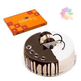  chocovanilla fresh cream cake with box of celebrations