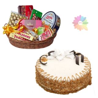  Butterscotch fresh cream cake with exclusive chocolate hamper