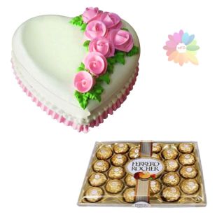  vanilla fresh creams cake with box of 24 pcs rocher ferrero chocolates