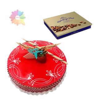  strawberry fresh cream cake with box of Cadbury premium chocolates